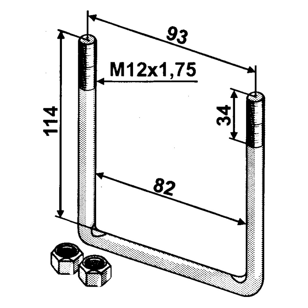 U-bolt M12x1.75, R80x80